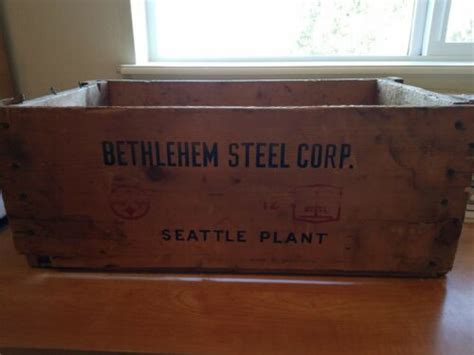 Vintage Bethlehem Steel Company Wooden Box Crate Seattle